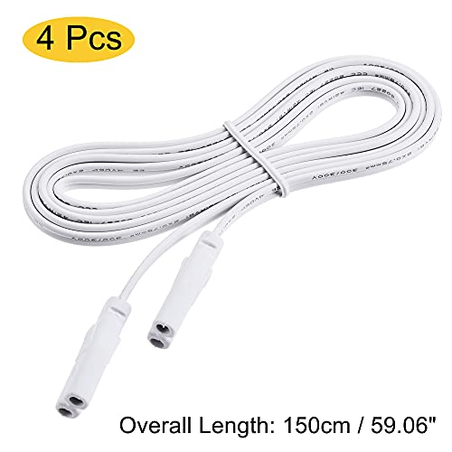 MECCANIXITY Lamp Connecting Wire for T4 T5 T8 LED Tubing, 150cm 2 Pin Double End Light Link Cords Extension Cable Pack of 4 - size: 150cm / 59.06 inches
