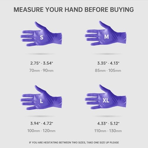Medguy Medical Nitrile Exam Gloves, 4 Mil Powder-Free Latex-Free Disposable Food-Safe Cooking Cleaning, Blue-Violet 100 Pcs - color: Small (Blue-violet)