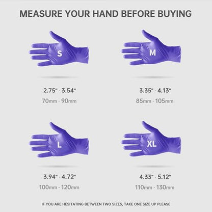 Medguy Medical Nitrile Exam Gloves, 4 Mil Powder-Free Latex-Free Disposable Food-Safe Cooking Cleaning, Blue-Violet 100 Pcs - color: Small (Blue-violet)