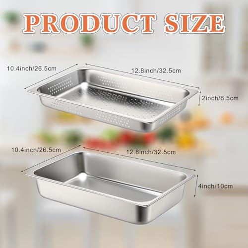 Tioncy 2 Pack Perforated Hotel Pans Set, Half Size, 2.5 Inches, 4 Inches - size: Half Size, 2.5 Inches, 4 Inches