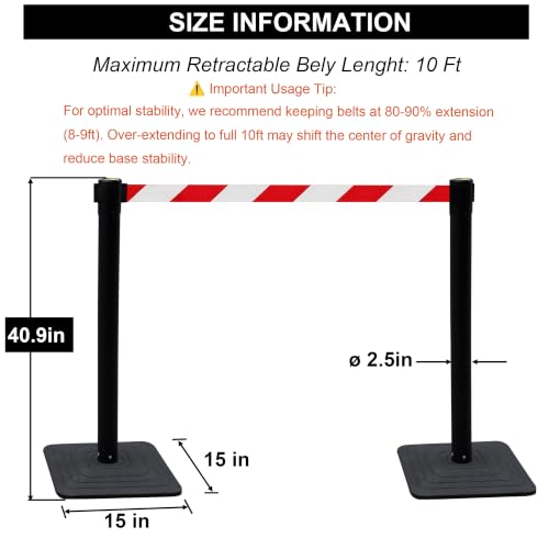 OrangeStar 4-Pack Crowd Control Stanchions, Heavy Duty Stanchion Set - color: Red & White Striped