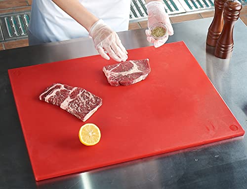 CURTA Cutting Boards for Kitchen, 24" x 18" x 0.5" Red Color Coded Plastic Chopping Board with Anti Slip Surface Dishwasher Safe - color: Red, size: 24"L x 18"W