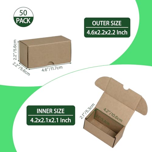4.6x2.2x2.2 Inches Shipping Boxes Set of 50, Brown Corrugated Cardboard Box Literature Mailer for Packing Small Business - color: Brown, size: 4.6x2.2x2.2 - 50pcs
