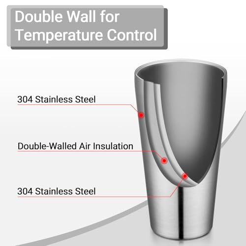 Beasea Stainless Steel Cups 19 oz, 6 Pack Large 18.6oz 550ml Stainless Steel Water Drinking Tumbler Stackable Double Wall Insulated Metal Pint Glasses Tin Cups for Home Party Camping - color: Straight, style: 18.6oz 6pcs