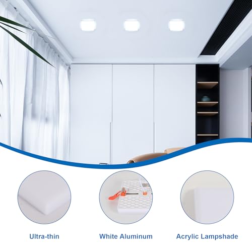 DELIPOP 6 Pack 4.72 Inch LED Square Recessed Lighting, 6500K Ultra Thin Frameless Led Downlight Lighting, 20W Slim Panel Ceiling Light for Bathroom Kitchen Basement - size: 4.72in-6500K-6Pack