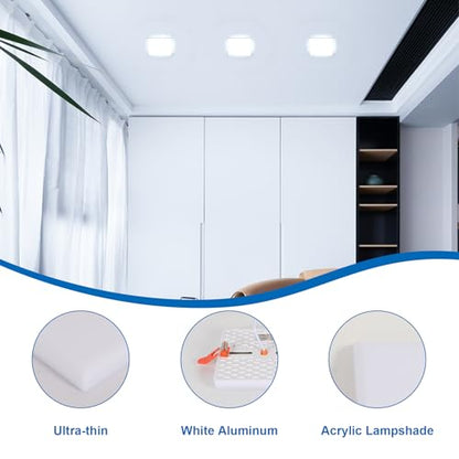 DELIPOP 6 Pack 4.72 Inch LED Square Recessed Lighting, 6500K Ultra Thin Frameless Led Downlight Lighting, 20W Slim Panel Ceiling Light for Bathroom Kitchen Basement - size: 4.72in-6500K-6Pack