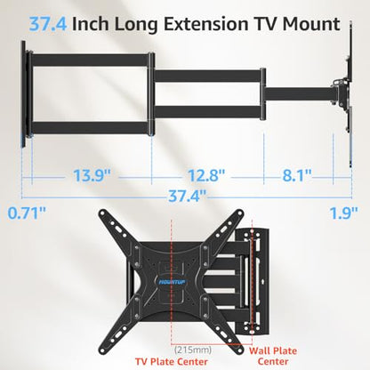 MOUNTUP Outdoor Long Arm TV Wall Mount for 26-65" TVs, Waterproof & Rustproof Outside Full Motion Bracket with Stainless Steel Screws, 37.4'' Long Extension Corner TV Mount Hold 77 lbs, VESA 400x400mm - size: 26-65 inch, 77 lbs, Outdoor 37.4 inch Arm