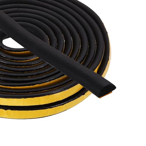 PATIKIL 16.4FT Solid Rubber Weather Stripping, 2/5" W x 1/5" H Self Adhesive D Shape EPDM Rubber Seal Strip Gasket for Door Frame Window Insulation RVs Furniture Cabinets, Black - size: 16.4FT x 2/5"W x 1/5"H