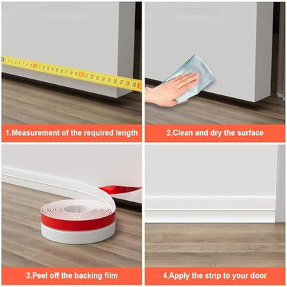 Weather Stripping, 2 in x 36 ft White Silicone Door Seal Strip - color: White, size: 2 Inch x 36 Feet