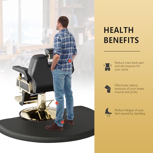 OmySalon 3ft x 4ft x 1/2inch Thick Salon Mat for Hair Stylist Anti Fatigue, Barber Floor Mat with Round Base, Hairdress Standing Matt Beauty Spa Barbershop Hairdressing Equipment - size: Semi-Circle 3'x4'x1/2''