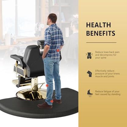OmySalon 3ft x 4ft x 1/2inch Thick Salon Mat for Hair Stylist Anti Fatigue, Barber Floor Mat with Round Base, Hairdress Standing Matt Beauty Spa Barbershop Hairdressing Equipment - size: Semi-Circle 3'x4'x1/2''