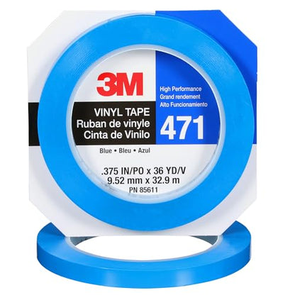 3M Vinyl Tape 471, 3/8 in x 36 yd, Blue, 1 Roll, Blue Floor Tape - size: 3/8 in x 36 yd, style: 1 Roll
