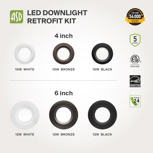 ASD 1 Pack Bronze 4 Inch Retrofit LED Recessed Light, 5CCT Wafer Lights - color: Bronze, size: 1 Pack