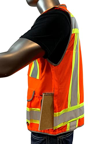 VERO1992 Class 2 Heavy Woven Two Tone Engineer Hi Viz - color: Orange, size: X-Large-XX-Large
