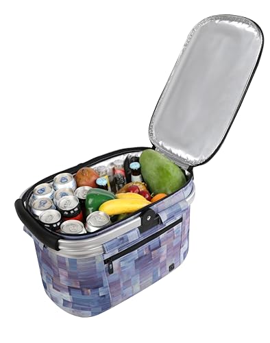 ALLCAMP Picnic Basket, 22L Insulated Cooler Foldable, Thick, Purple - color: Purple Pattern, size: Medium
