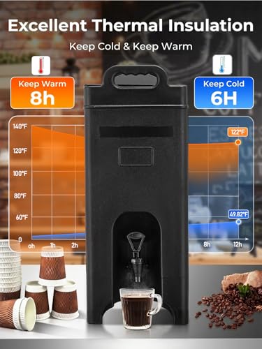 Insulated Beverage Dispenser 5 Gal, Commercial Hot/Cold Drink Dispenser - size: 5 GAL