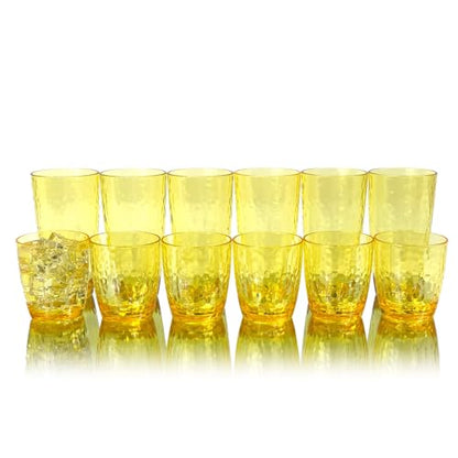 15-Ounce Plastic Tumblers (Set of 6), Reusable Plastic Mugs, BPA-Free Acrylic to Drink Mugs, Shatter Resistant, Textured Interior, Dishwasher Safe (Yellow, 15 Ounce) - color: Yellow, size: 15 Ounce