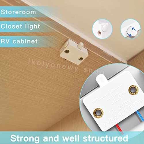 8Pcs Door Closed Light Switch Kit - On Off When Open for Activated Lights 120V Cabinet Switches Closet Electrical Switch - color: White-8pcs
