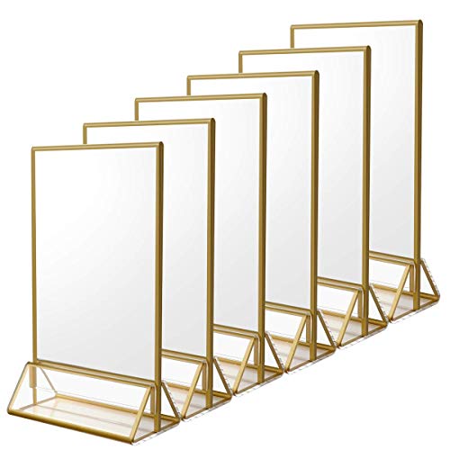 NIUBEE 4x6 Acrylic Sign Holder, Picture Frame, Wedding Table Numbers, 6pack - size: 4x6", style: Vertical