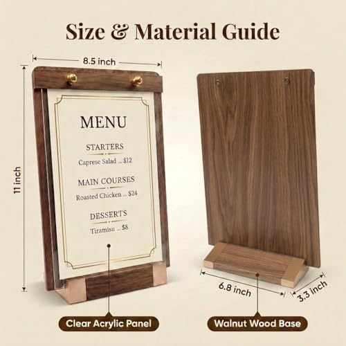 3 Pack 8.5 x 11 Wood Sign Holders with Slanted Base, Vertical Display - size: 8.5x11, 3 Pack