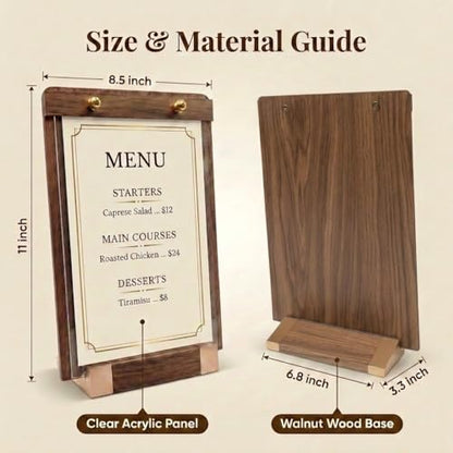3 Pack 8.5 x 11 Wood Sign Holders with Slanted Base, Vertical Display - size: 8.5x11, 3 Pack