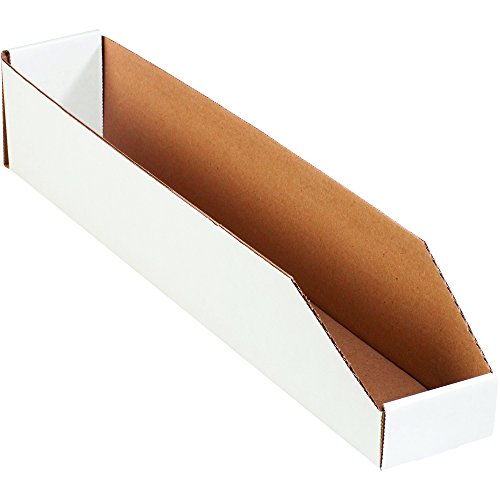BOX USA BBINMT424 Open Top Bin Boxes, 4" x 24" x 4 1/2", Oyster White (Pack of 50) - color: White, size: 4" x 24" x 4 1/2"
