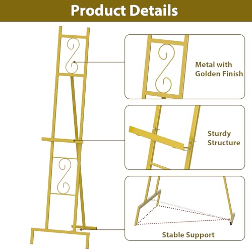 1 Pack Gold Easel Stand for Sign, Adjustable Wedding Sign Stand for Display - style: 1pack-Gold