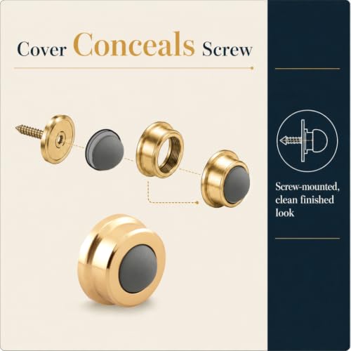 Prime-Line J 4570 1 In., Cast Brass, Bright Brass, Wall Stop with Convex Bumper (Single Pack) - color: Polished Brass, size: Pack of 1