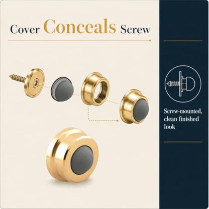 Prime-Line J 4570 1 In., Cast Brass, Bright Brass, Wall Stop with Convex Bumper (Single Pack) - color: Polished Brass, size: Pack of 1