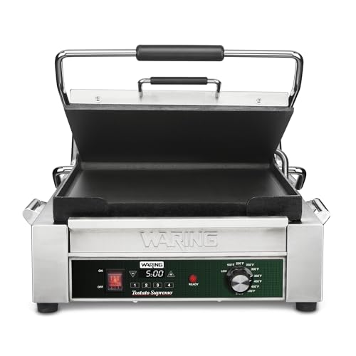 Waring Panini Press with Programmable Timer, 14" x 14" Cooking Surface - style: Full-Size Flat Toasting Grill with Timer
