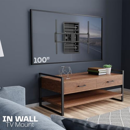 VIVO Black 50-100 in Recessed TV Wall Mount, MOUNT-REC02 - size: 50"-100" screens