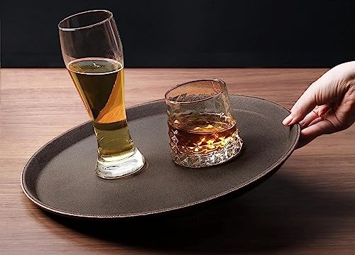 Soro Essentials- 14" Round Non-Skid Serving Tray Brown Color Fiberglass Set of 2- Food Tray Restaurant Serving Trays Skid Resistant Surface Perfect for Cafeterias Cafes Fast Food - color: Brown, size: 14"