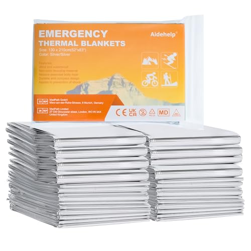 24 Pack Emergency Blankets - Mylar Thermal Space Blankets for Survival and Protection - Ideal for Camping, Outdoors, Hiking, Rescue, Marathons - size: 24 PACK