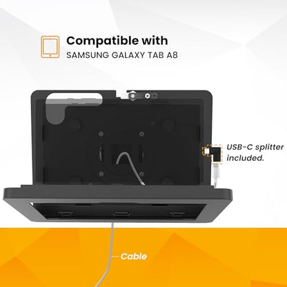 Tablet Wall Mount Compatible with Samsung Galaxy Tab A8, Anti-Theft with Lock, Tiltable Wall Mount - color: Black