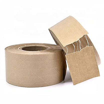 ABC PACK & SUPPLY Kraft Packing Tape, 72 mm x 450 ft, 10 Rolls Fiberglass Reinforced Water Activated Carton Sealing Tape for Shipping Boxes, Heavy Duty Gummed Paper Tapes for Packaging