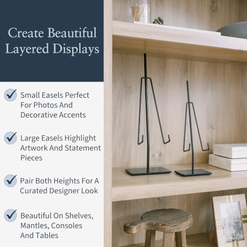Airy Abode Tabletop Easel Set, Small and Large Black Metal Stands - size: Small + Large