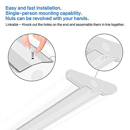 ANTLUX 110W 8FT LED Wraparound Ultra Slim Strip Lights, 12600LM, 5000K, 8 Foot LED Garage Shop Lights, Flush Mount Warehouse Office Ceiling Lighting Fixture, Fluorescent Tube Replacement, 2 Pack - color: 5000K Daylight White