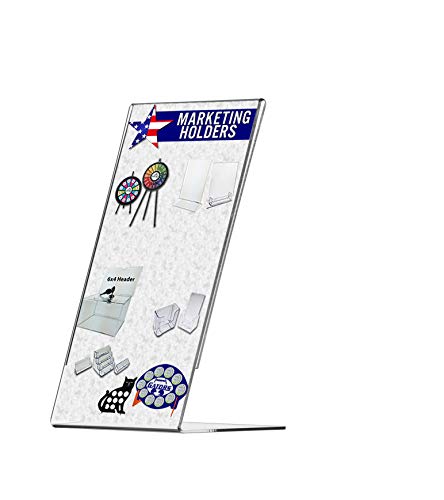 Marketing Holders Acrylic Sign Holder for 4" x 9" Literature Clear Slanted Plexiglass Countertop Graphic Image Side Load Display Stand for Retail Stores Hotels Offices and Restaurants - size: 4"W x 9"H Side Load