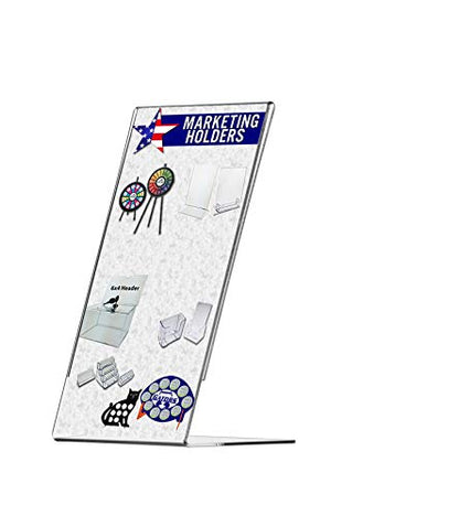 Marketing Holders Acrylic Sign Holder for 4" x 9" Literature Clear Slanted Plexiglass Countertop Graphic Image Side Load Display Stand for Retail Stores Hotels Offices and Restaurants - size: 4"W x 9"H Side Load