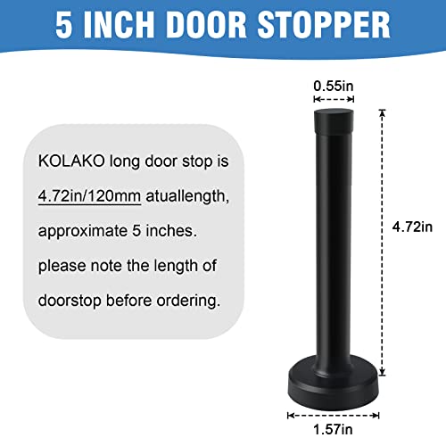 Door Stop, 5 Inch Long Door Stoppers, Black Cylindrical Thickening Door Stopper with Rubber Bumper Tip, Stainless Steel Solid Door Holder Protector Baseboard Door Stops for Bottom of Door, 2 Pack - color: Black, size: 5 inch X 2 pack
