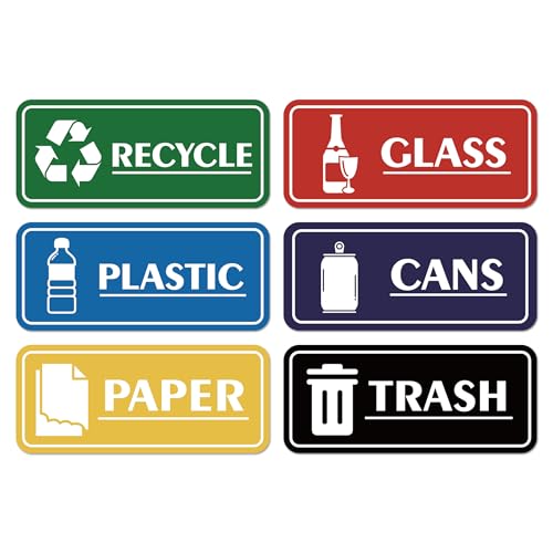 6PCS Recycle Sign Stickers for Trash Bins,Self-adhesive Waterproof Trash Recycle Stickers, Recycling Labels for Trash Can, Home, Office, Apartment, Hotel, School and Public Area - color: Trash and Recycle 397