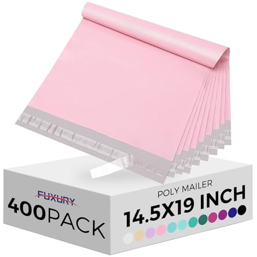 Fuxury Poly Mailers 14.5x19" 400Pcs, Bulk Shipping Bags for Clothes, Pink - color: Light Pink, size: 14.5x19" 400pcs