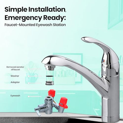 Eye Wash Kit, Faucet Mounted Emergency Eye Wash Station - 3 Pack - color: Red, size: Pack of 3