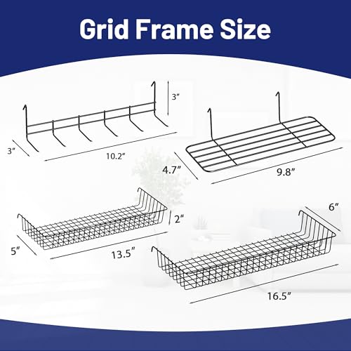 2' x 5.5' Grid Wall Panels Standing Wire Grid, Study Display Rack with T-Base Wheels Freestanding Gridwall Panel Tower for Shows, Black (4) (4A) - size: 4A