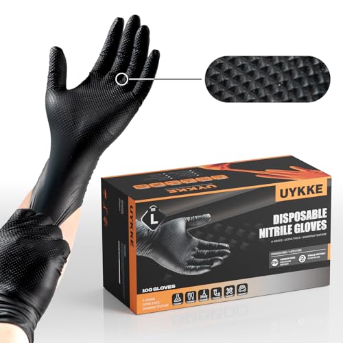 Nitrile Gloves HEAVY DUTY 10 Mil Rubber Black Mechanic Gloves Medium - size: Medium
