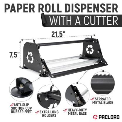 18" Paper Dispenser with Cutter + Black Kraft Paper Roll - color: Black, size: 1 Roll + Dispenser
