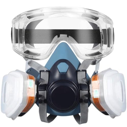 Reusable Half Face Cover Set, Half Face Shield Set with Safety Glasses for DIY Spray Paint, Resin, Cleaning, Woodworking