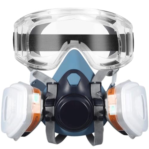 Reusable Half Face Cover Set, Half Face Shield Set with Safety Glasses for DIY Spray Paint, Resin, Cleaning, Woodworking