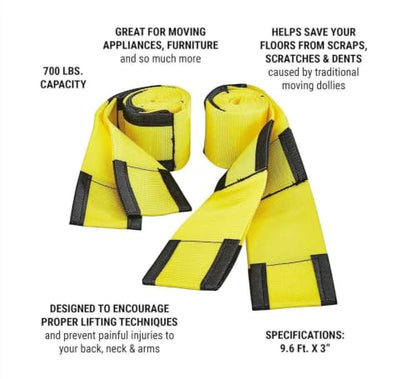 TruePower 2-Person Furniture Moving Straps, 700 lbs Capacity, Safety Yellow