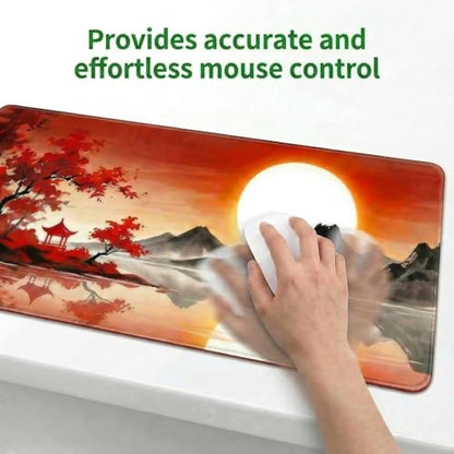 Large Gaming Mouse Pad, 35.4 x 15.7 Inch Computer Mousepad, Waterproof Gaming Mousepad with Stitched Edges and Non-Slip Rubber Base, Extended Desk Mat for Home Office Work(Sunset)